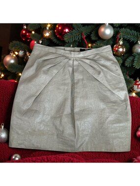 H&M Silver Ruched Holiday Mini Skirt Size 2